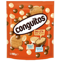 Biscuit covered in Milk and White Choco Conguitos 120g Bag | Galleta con Chocolate Conguitos 120g Bag