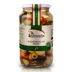 Spicy Hot Snack in a Stick La Pedrerena 940g Glass Jar | Banderillas La Pedrerena 940g