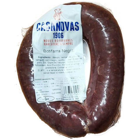 Catalan Black (Blood) Sausage 300g | Butifarra Negra Casanovas 300g