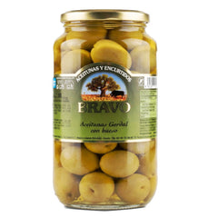 Gordal Olives Whole Bravo 525g Glass Jar | Aceituna Gordal con Hueso 525g Cristal