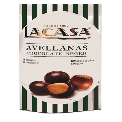 Dark Chocolate Hazelnuts LACASA 125g Bag | Avellanas con Chocolate Negro LACASA 125g