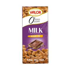 Milk Chocolate with Almonds No Sugar Added Valor 150g Bar | Chocolate Blanco Con Almendras sin Sugar Anadido Valor 150g Bar