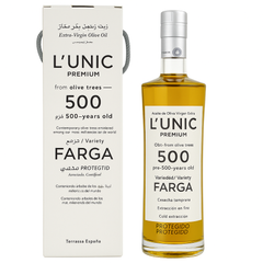 Extra Virgin Olive Oil L'Unic Farga 500 Years | Aceite de Oliva Virgen Extra  L'Unic Farga 500 Years