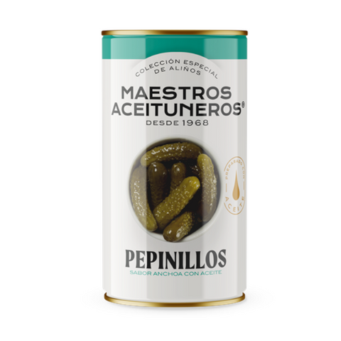 Gerkins Anchovy Flavoured In Vinegar Maestros A. 350g | Pepinillos Sabor Anchoa En Vinagre Maestros  A. 350g
