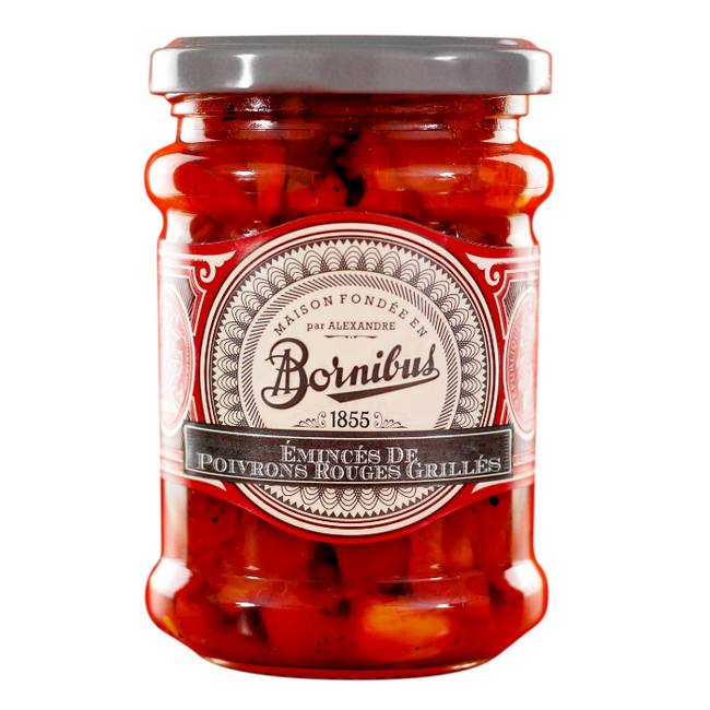 Roasted Red Pepper in Strips Bornibus 240g Glass Jar | Piementos en Tiras Bornibus 240g
