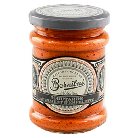 Espelette Pepper Mustard Bornibus France 250g Glass Jar  | Mostaza de pimiento Espelete Bornibus 250g